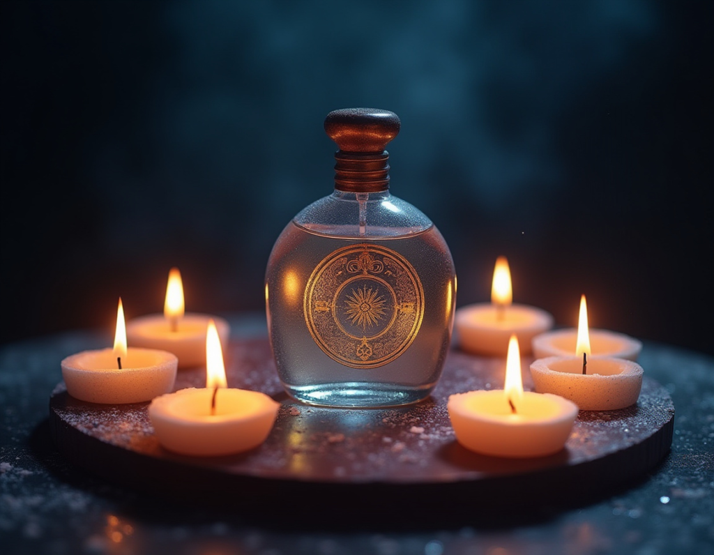 Botella de lubricante entre velas